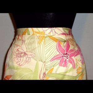 Talbots Lined Silk Pants Lovely Tropical Print